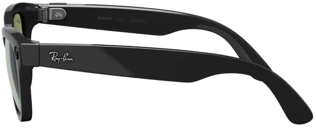 Side profile of black Ray-Ban Meta AI Glasses